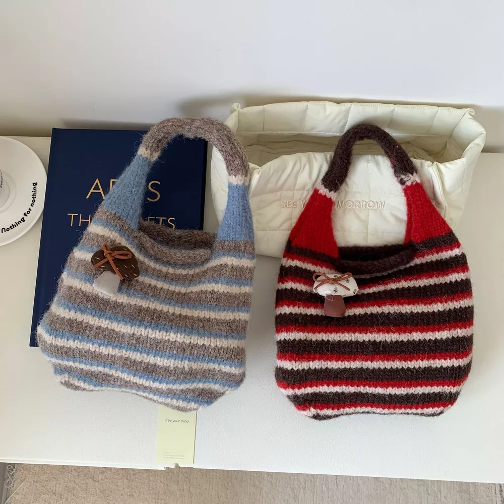 Knitted Striped Handbag, image 6