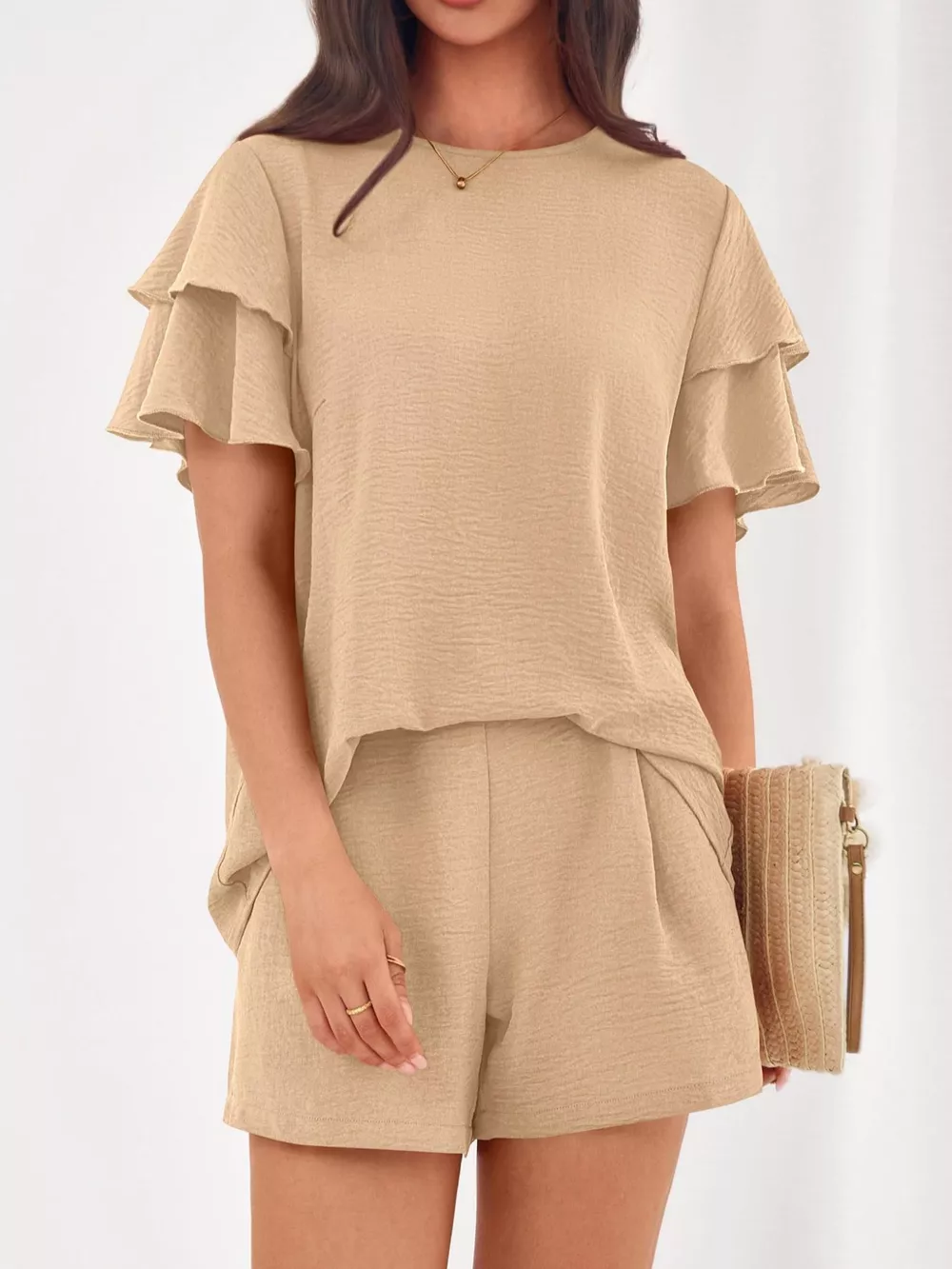 Ruffle Sleeve Top and Shorts Two-Piece Set, image 5