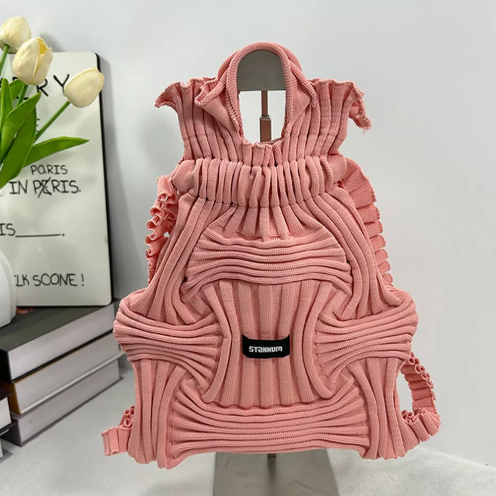 Textured Knit Backpack Bag, image 2