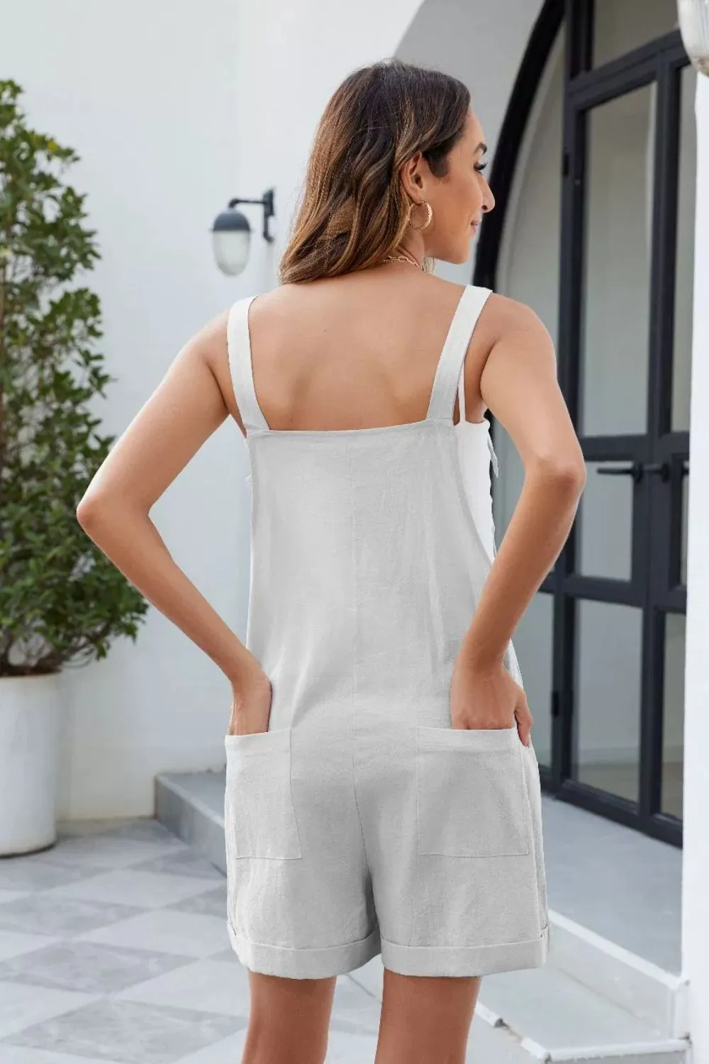 Knotted Strap Romper with Pockets, image 5