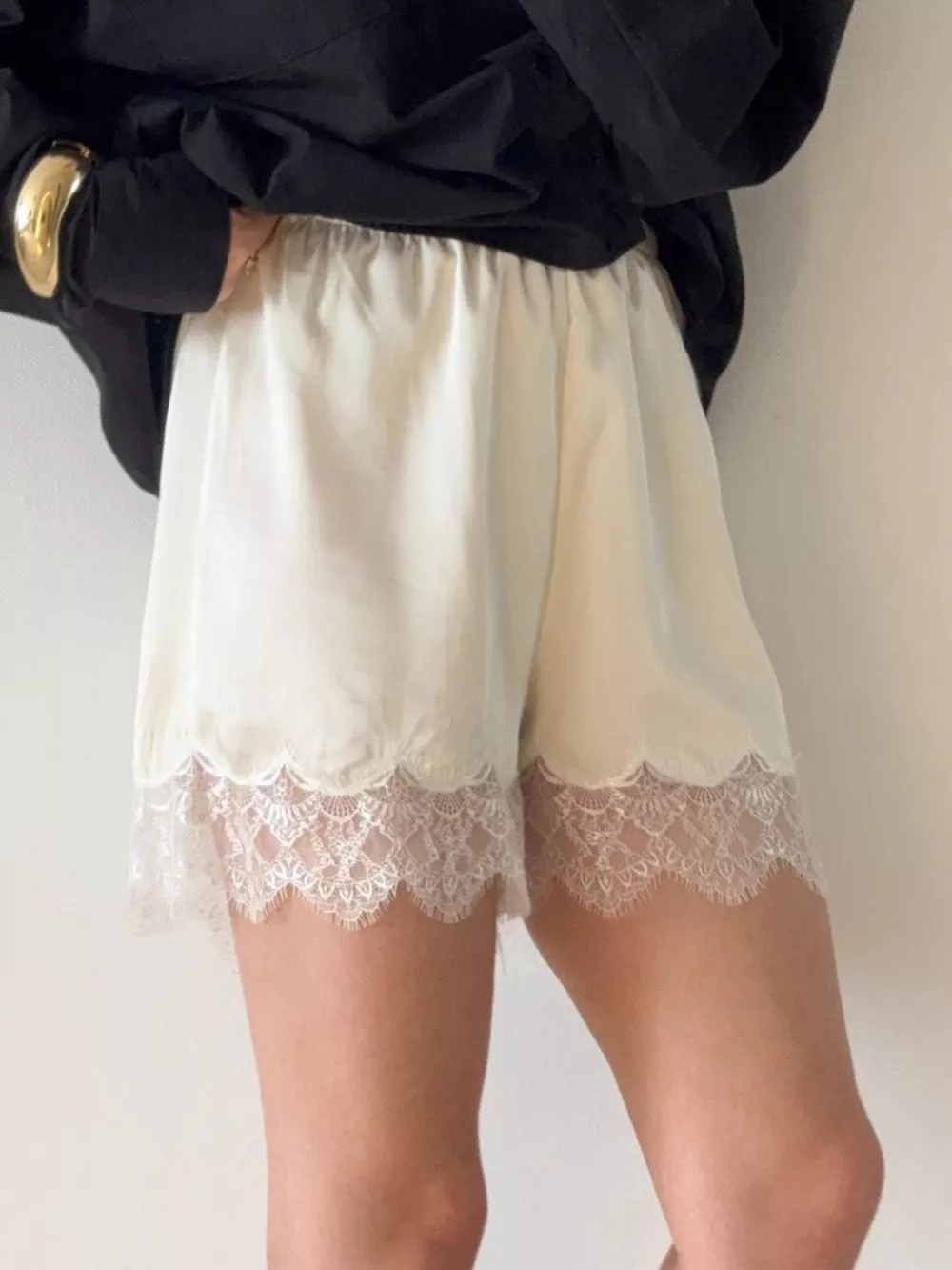 Lace Trim Elastic Waist Shorts, image 12