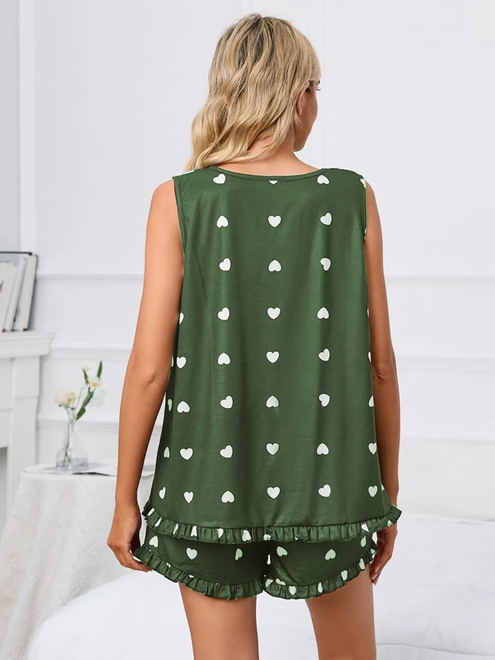 Heart Scoop Neck Tank and Shorts Lounge Set, image 12