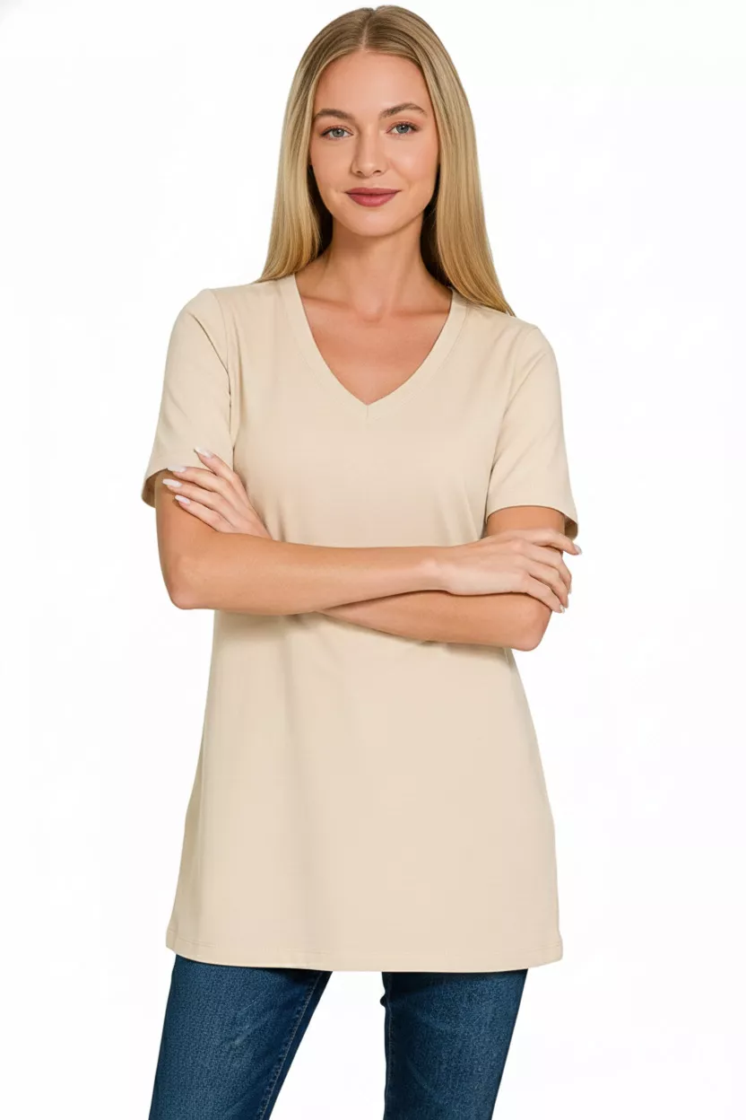 V-Neck Short Sleeve T-Shirt, image 3