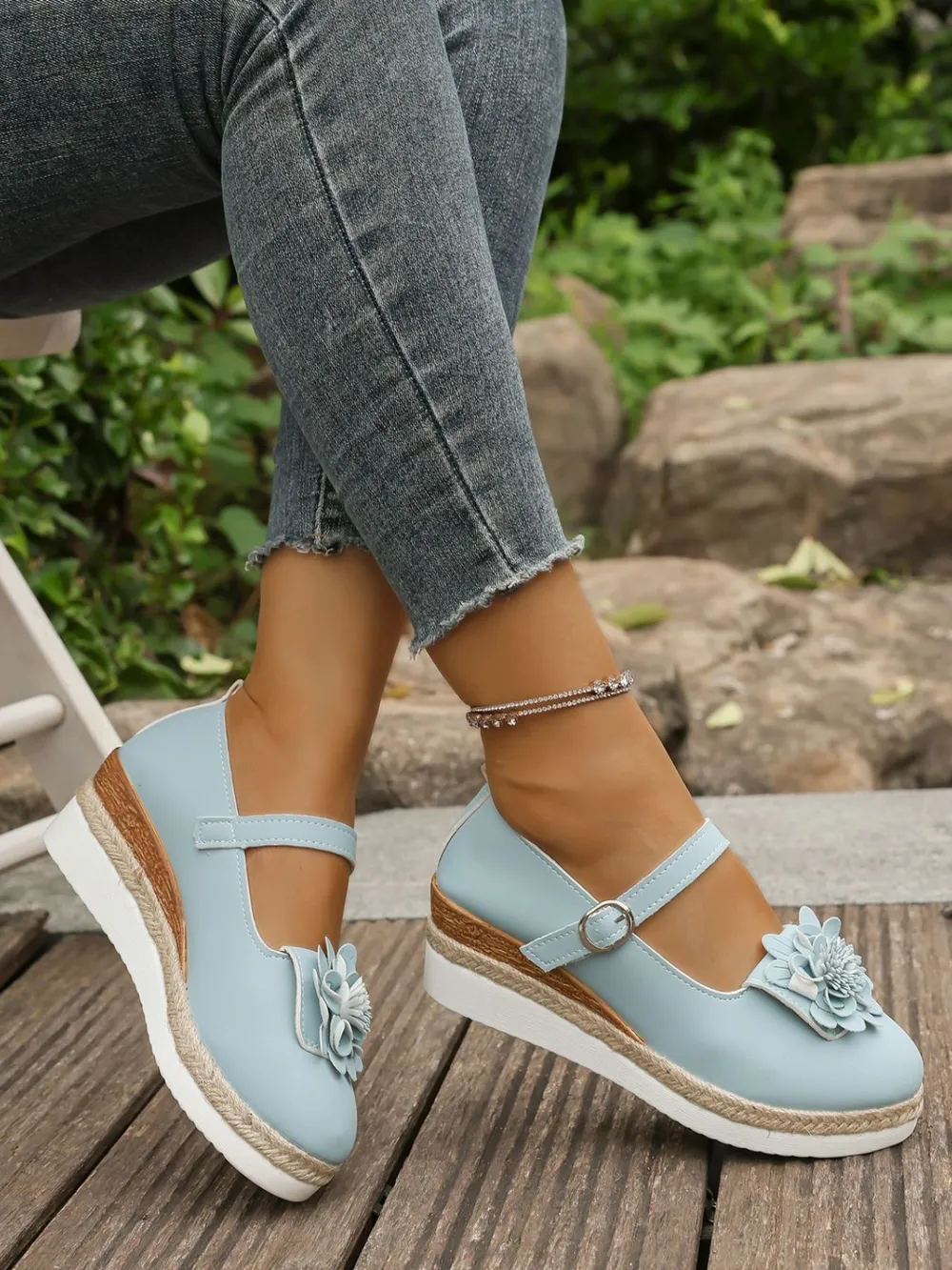 Flower Embellished Mary Jane Loafers, image 8