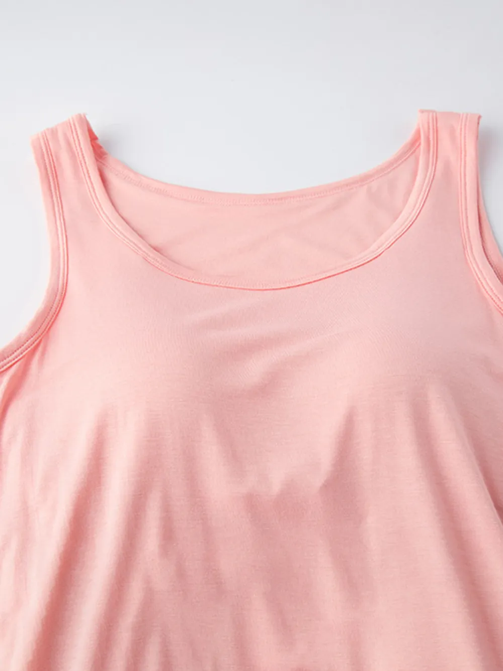 Round Neck Wide Strap Mini Tank Dress with Bra, image 4