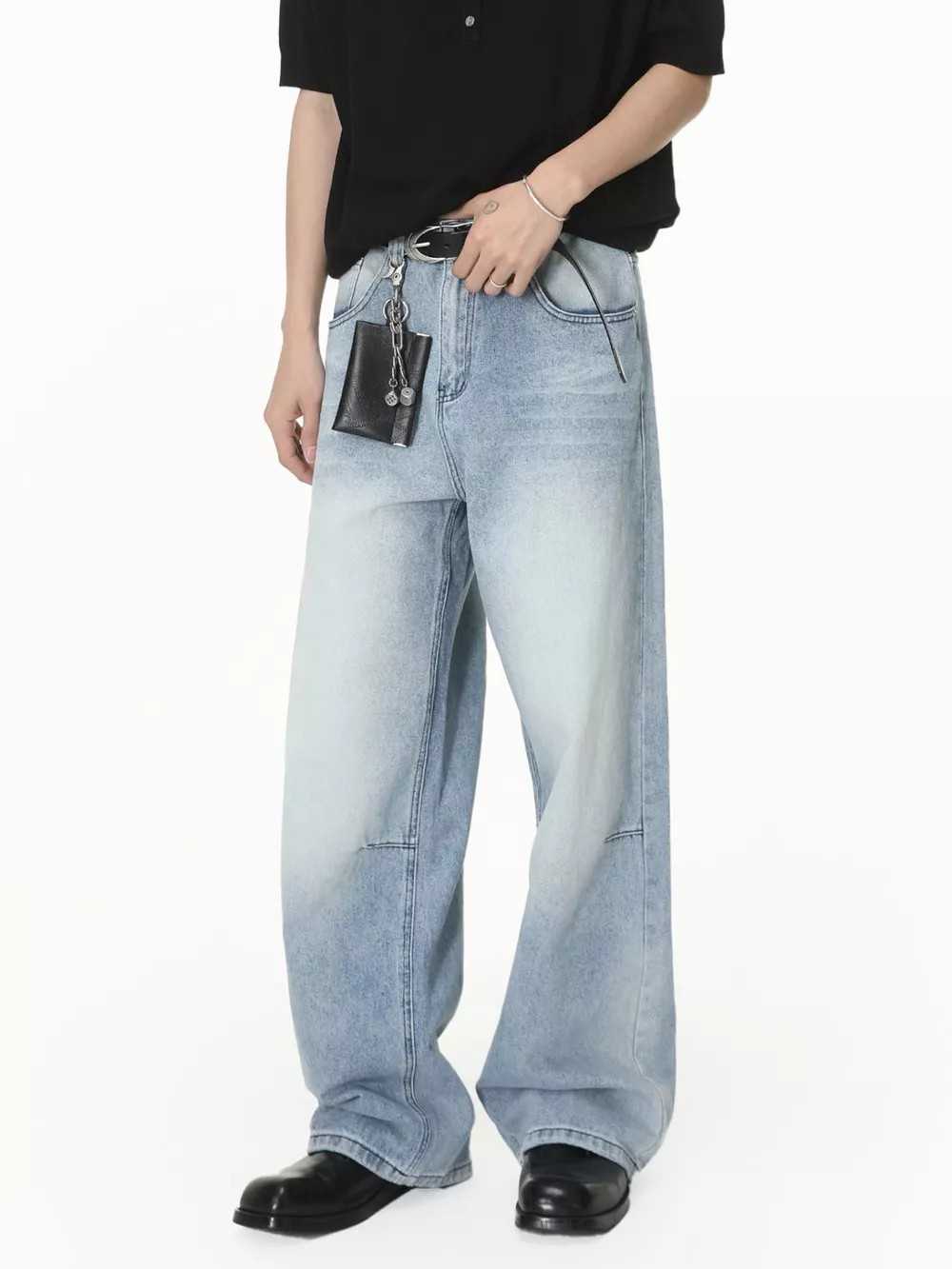 Men's Washed Wide-Leg Jeans, image 4