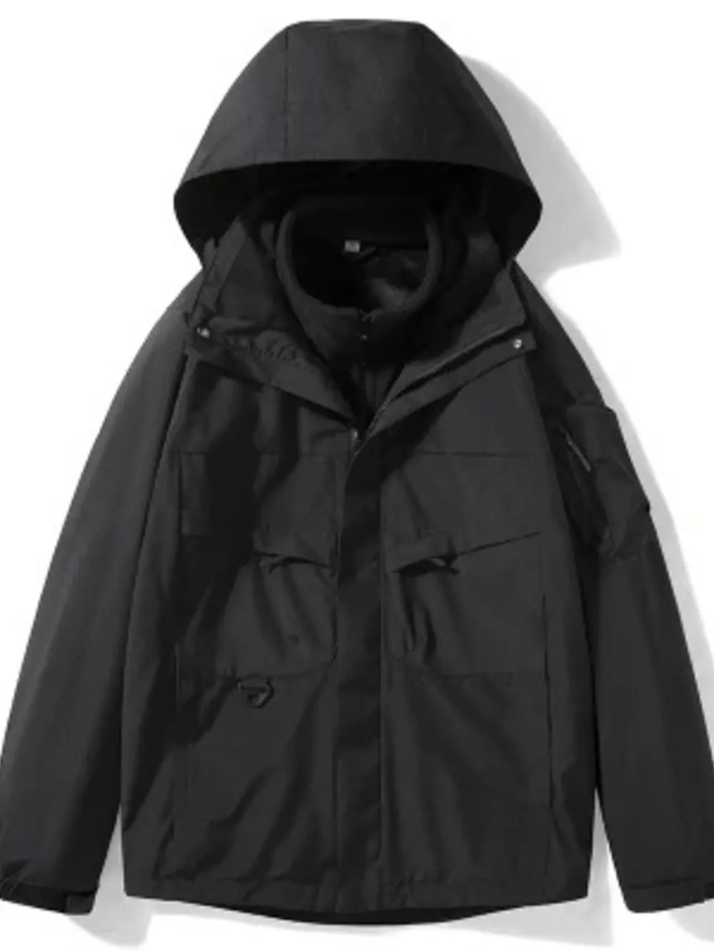 Men's Plus Size Zip Up Long Sleeve Hooded Jacket