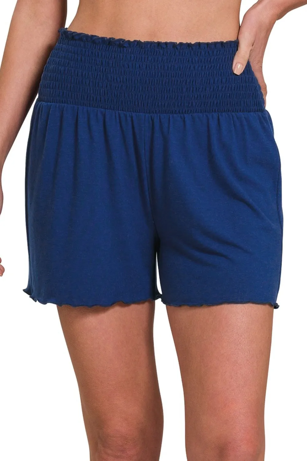 Elastic Waist Smocked Shorts