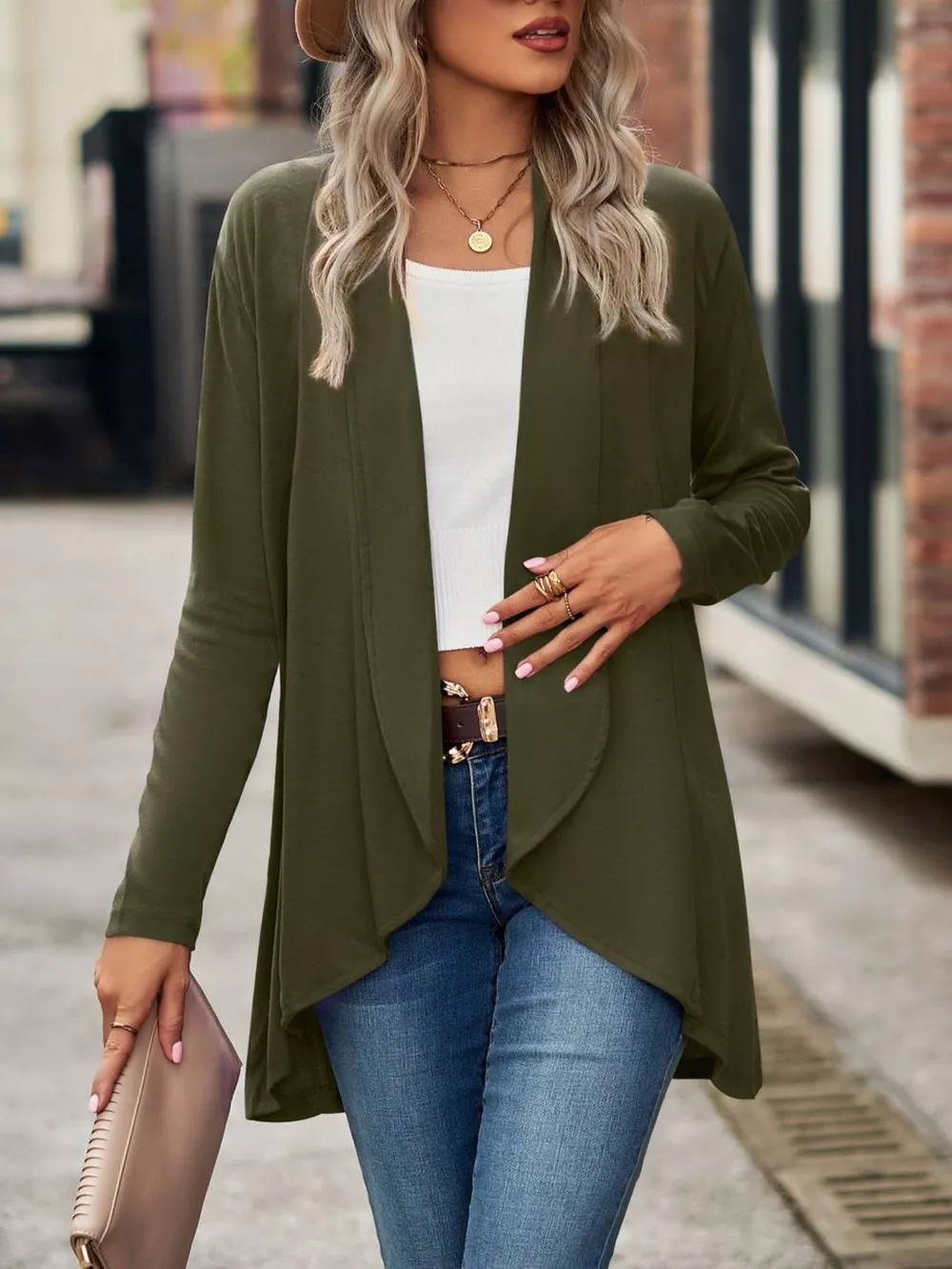 Open-Front Dropped Shoulder Cardigan, image 15