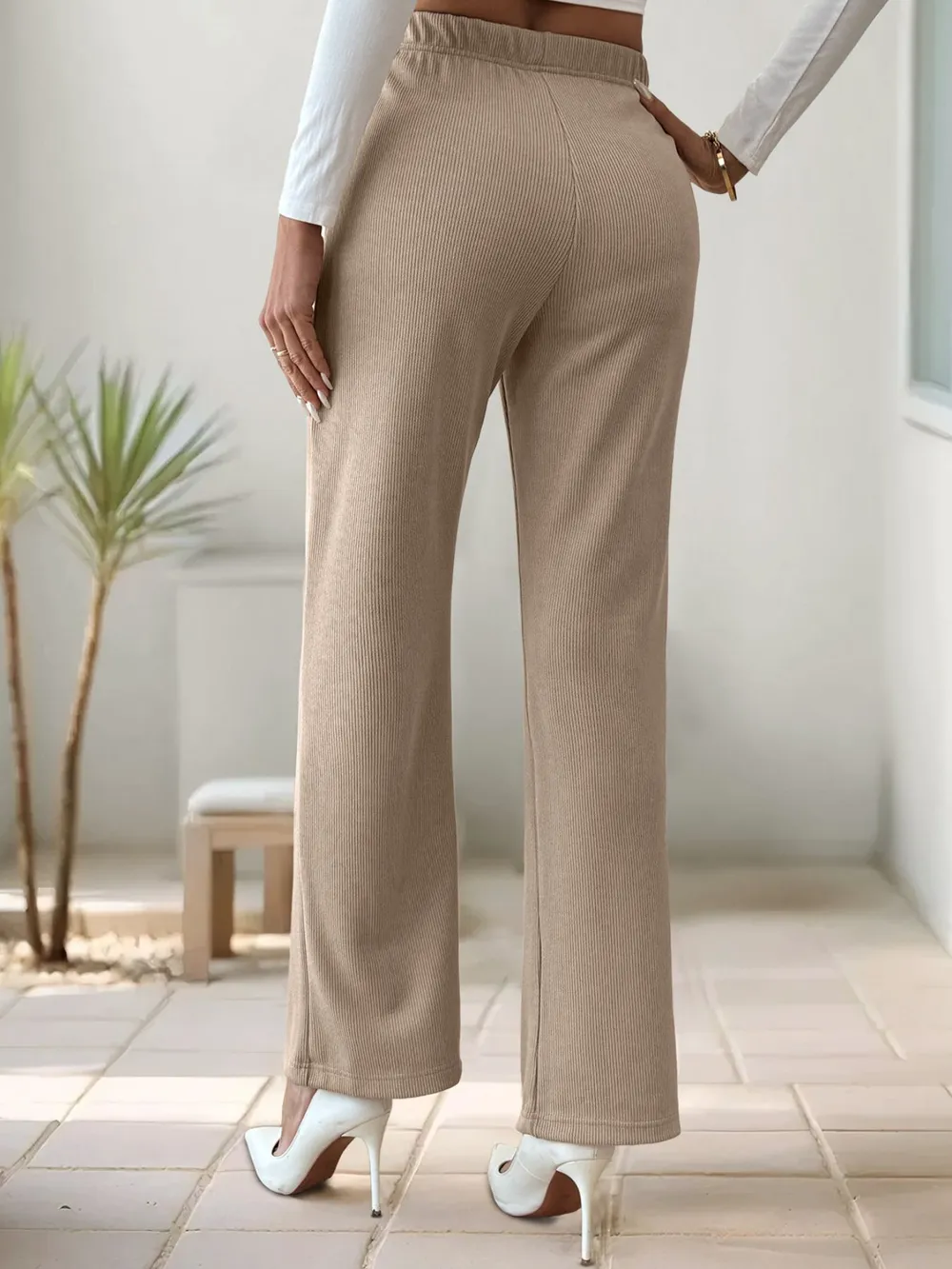 High-Waisted Slit Pants, image 4
