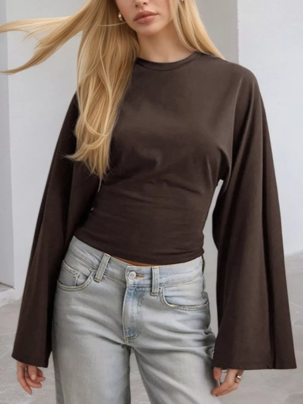 Full Size Solid Color Long Sleeve T-Shirt Plus Size, image 15