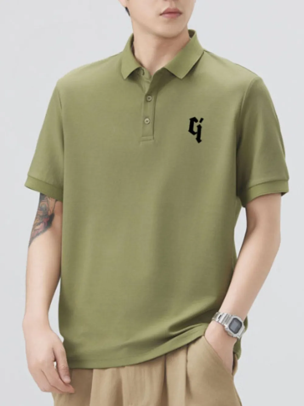 Men's Plus Size Button Detail Short Sleeve Polo, image 2