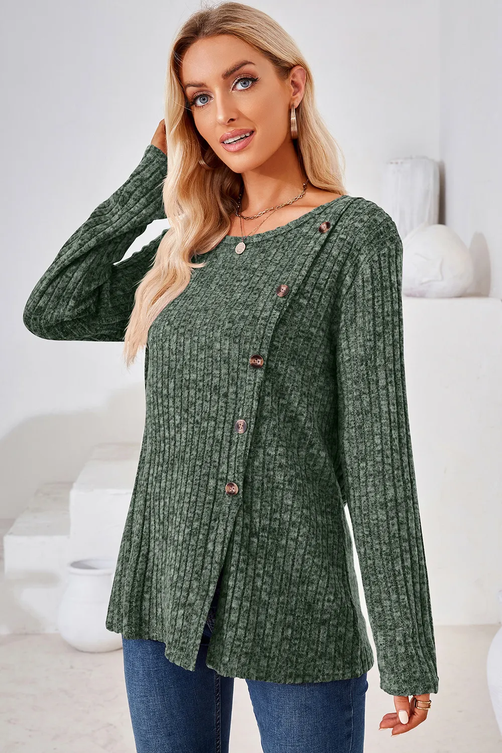 Round Neck Long Sleeve T-Shirt, image 8