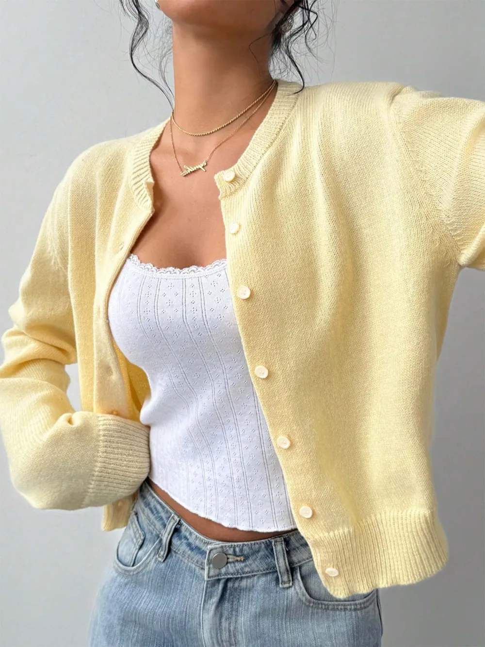Button-Up Long Sleeve Knit Cardigan, image 8