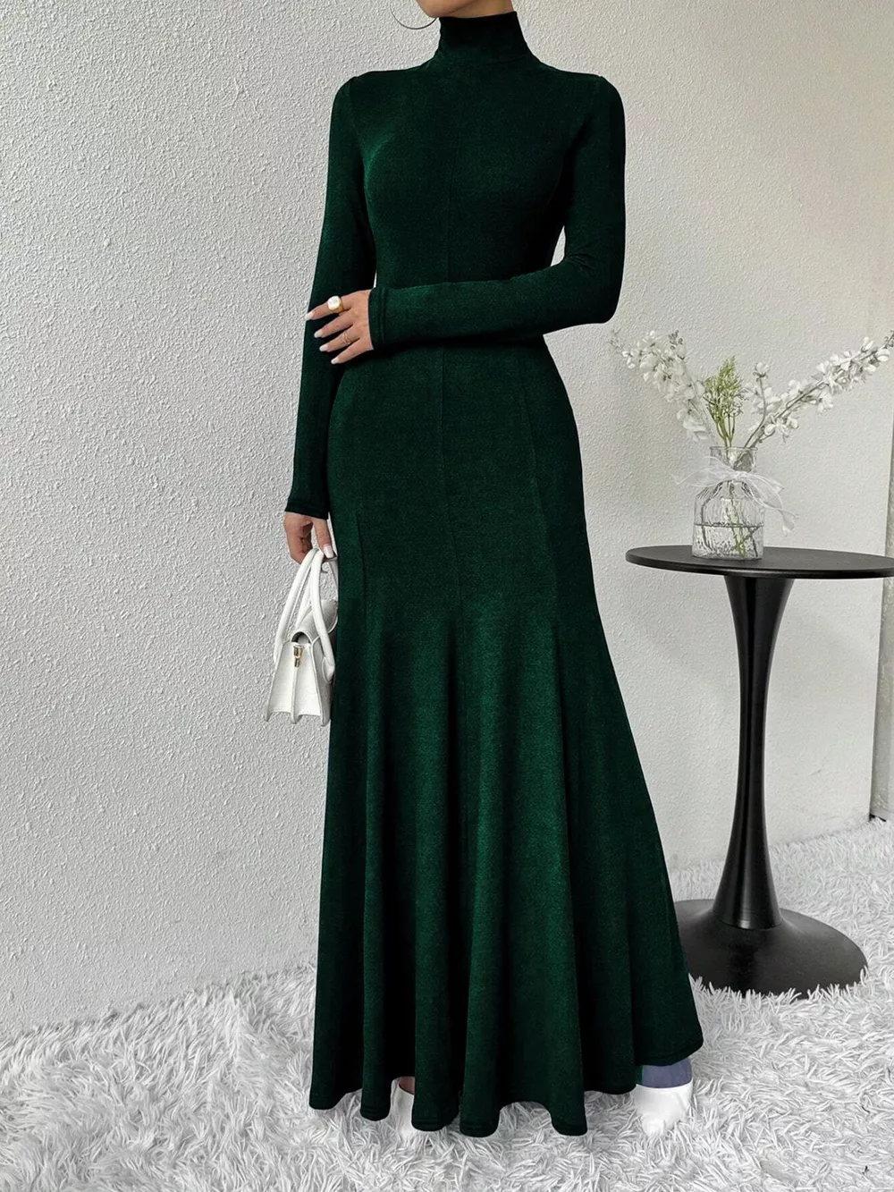 Turtleneck Long Sleeve Maxi Mermaid Dress, image 17