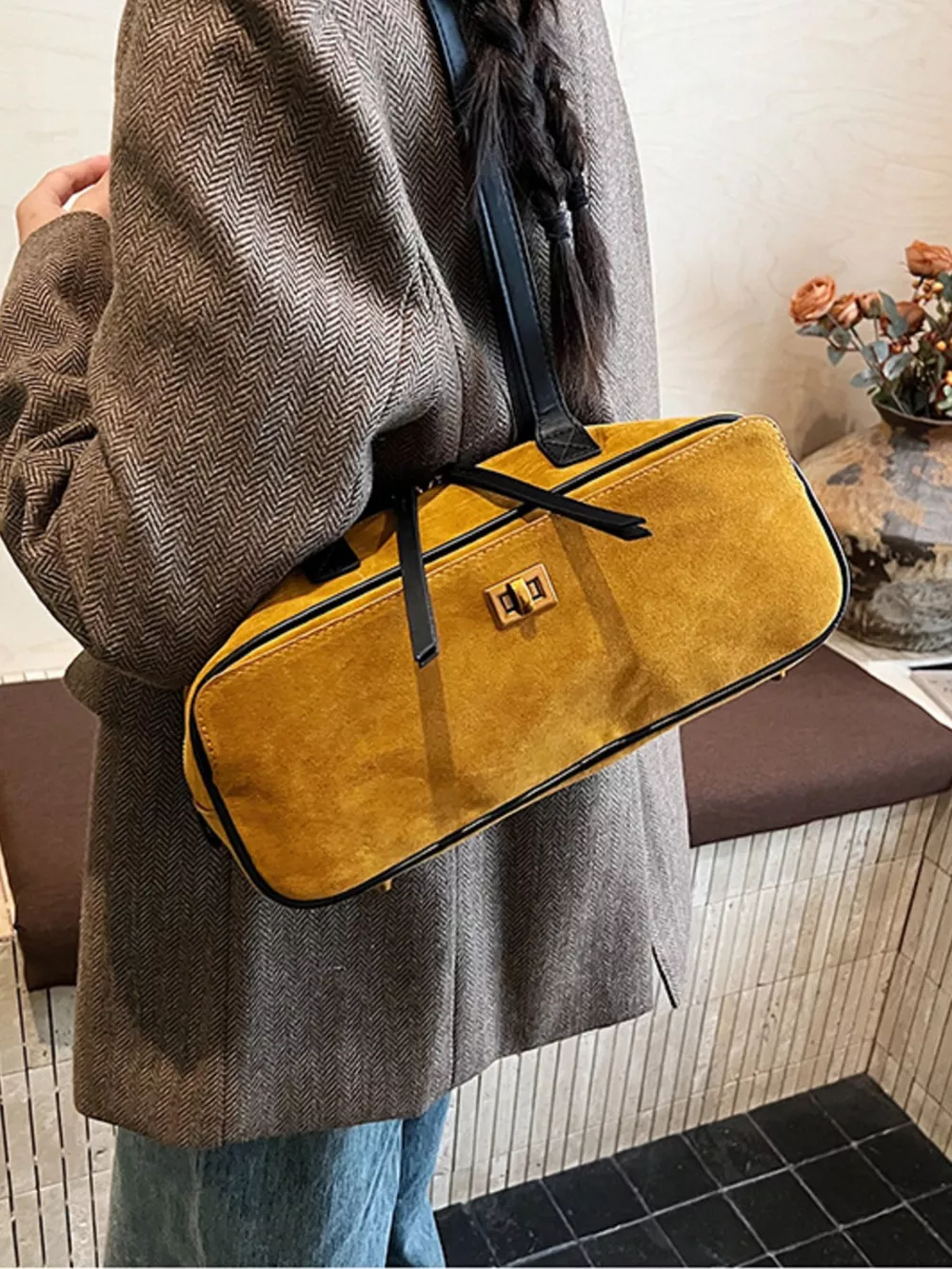 Suede Leather Shoulder Bag, image 5