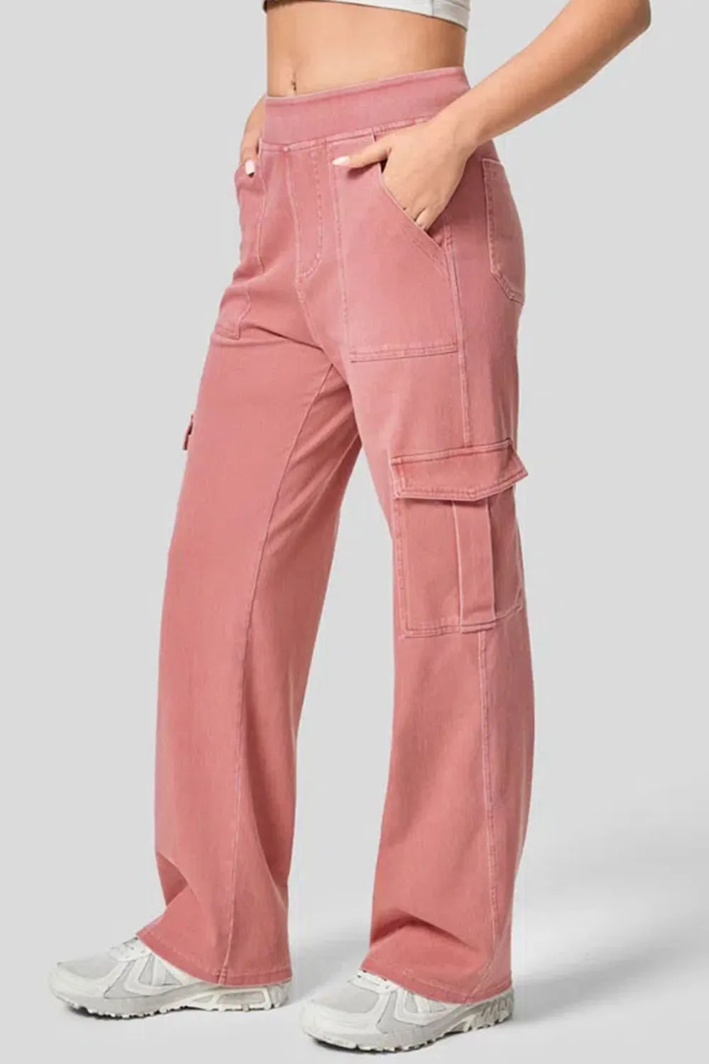 High Waist Straight Leg Cargo Jeans, image 16