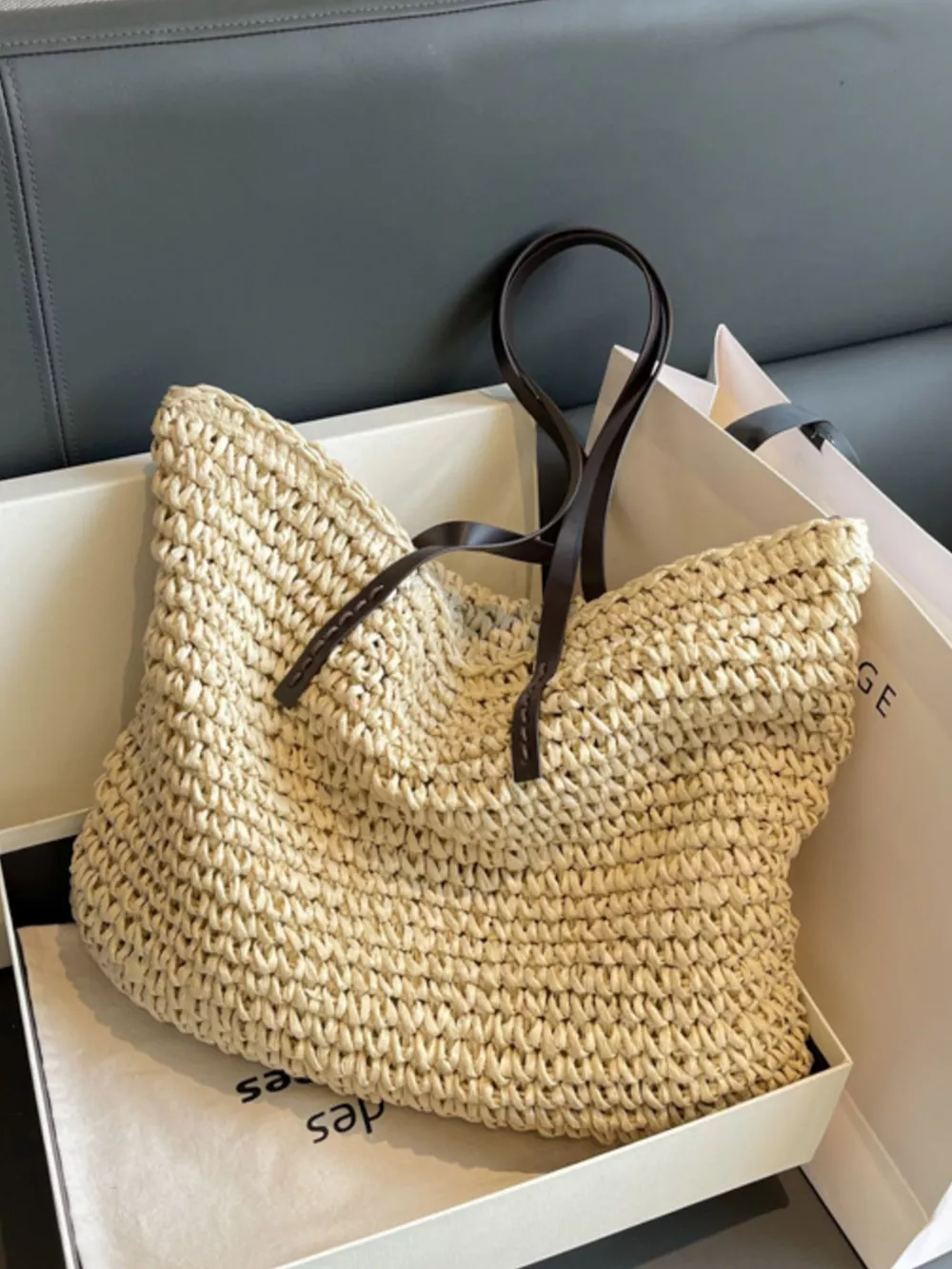 Woven Straw Shoulder Bag, image 4