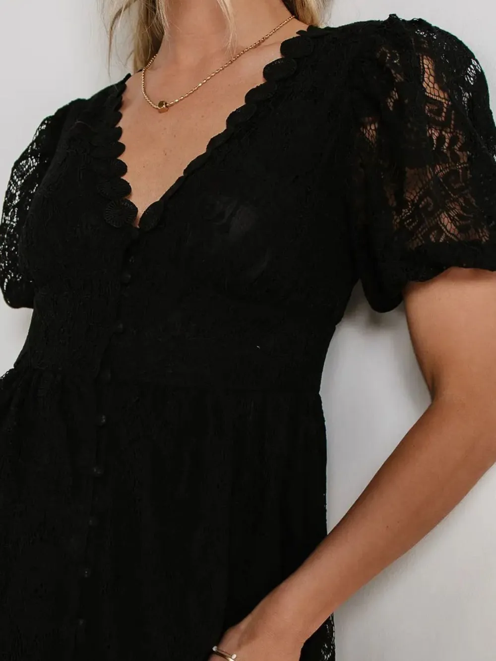 Lace V-Neck Short Sleeve Dress, image 17