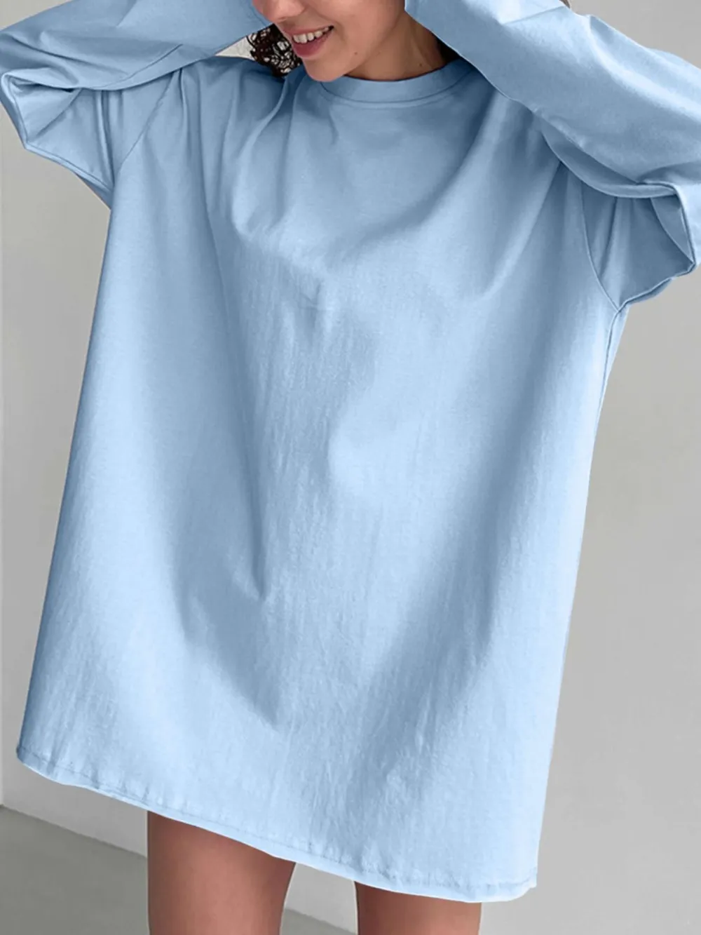 Round Neck Long Sleeve Oversized T-Shirt, image 20