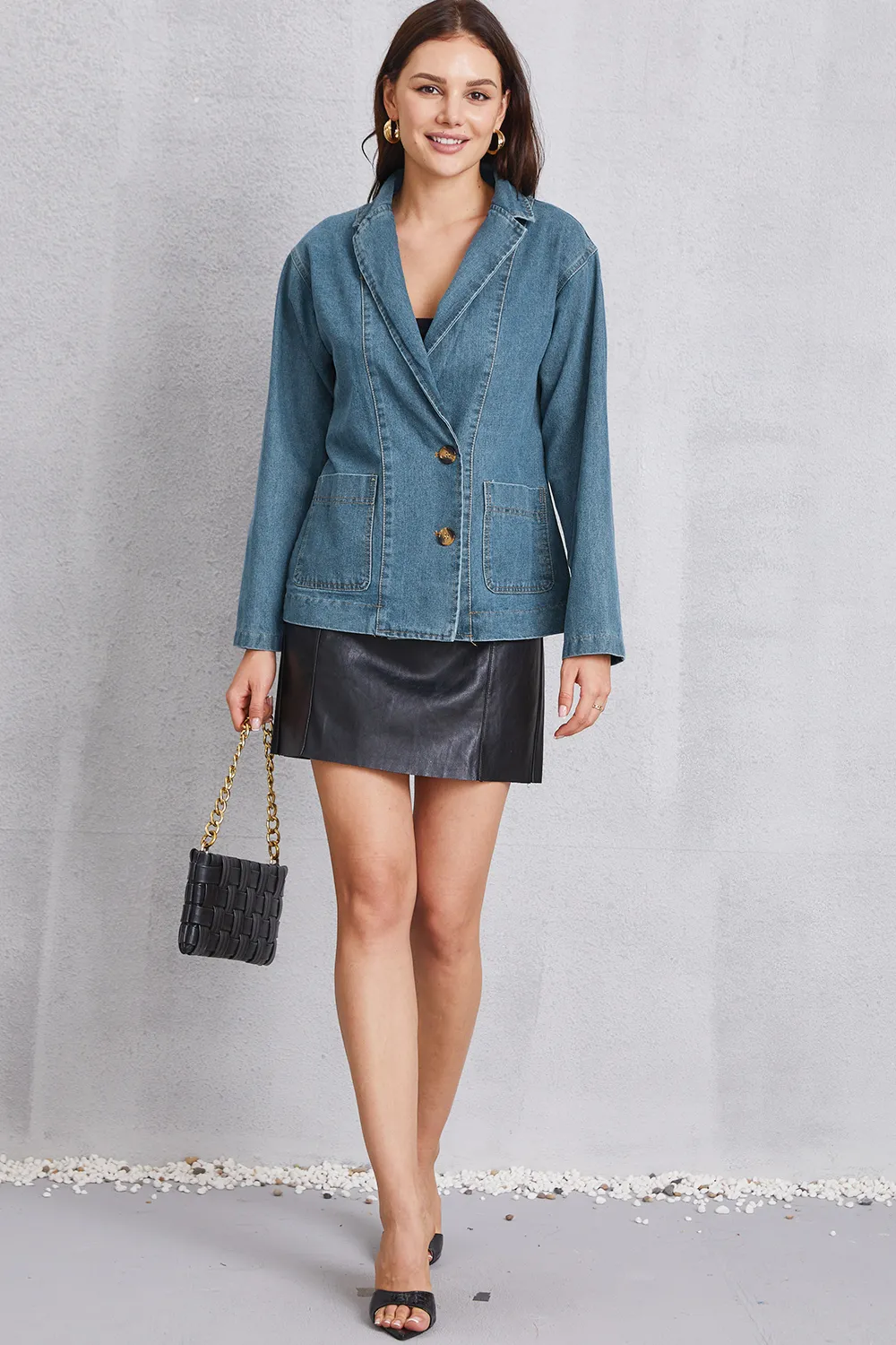 Pocketed Button Up Denim Jacket, image 7