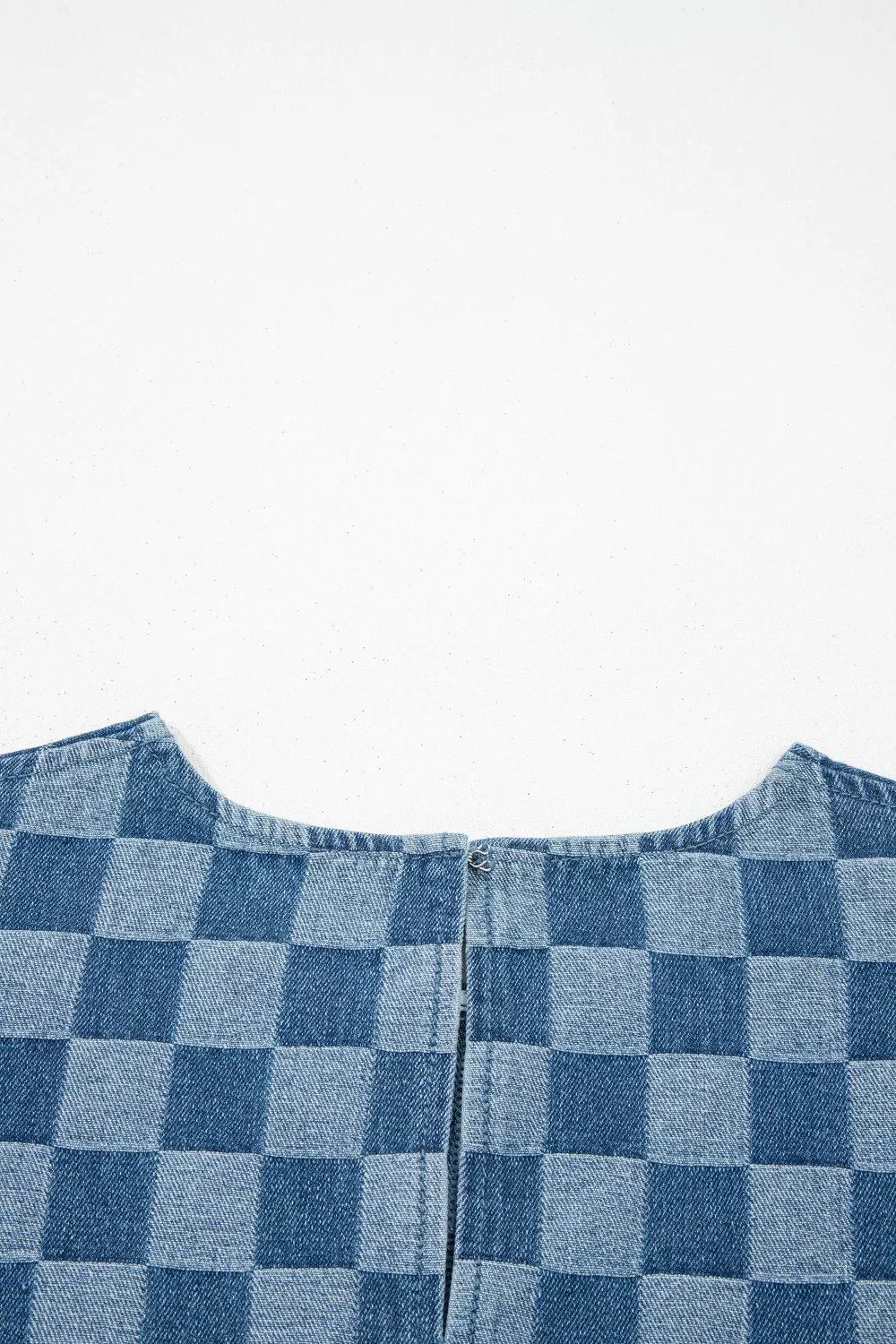 Frayed Hem Checkered Denim Mini Dress, image 8