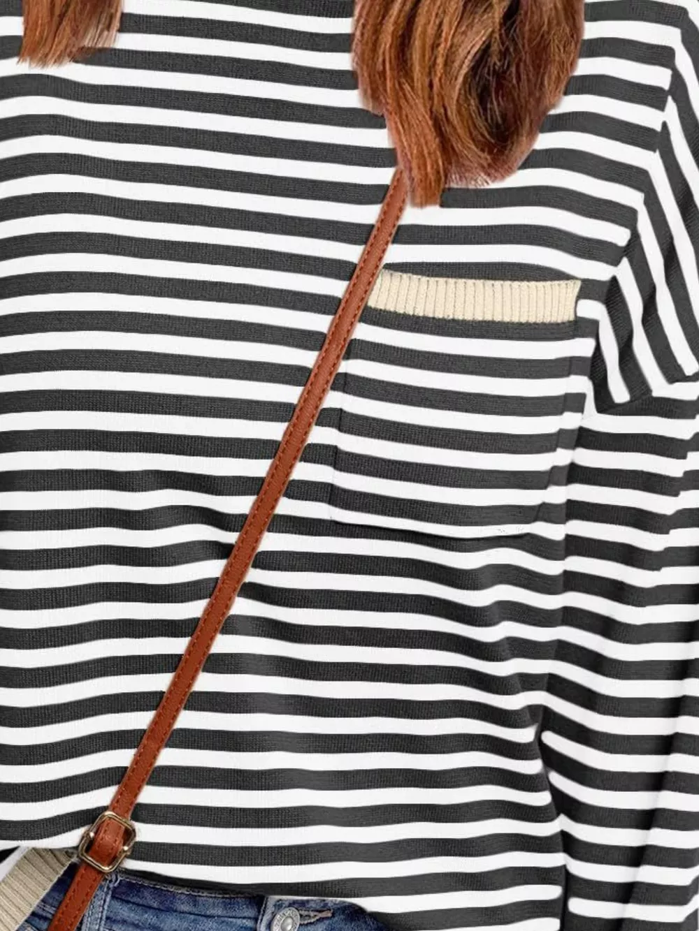 Striped Round Neck Long Sleeve Knit Top, image 18
