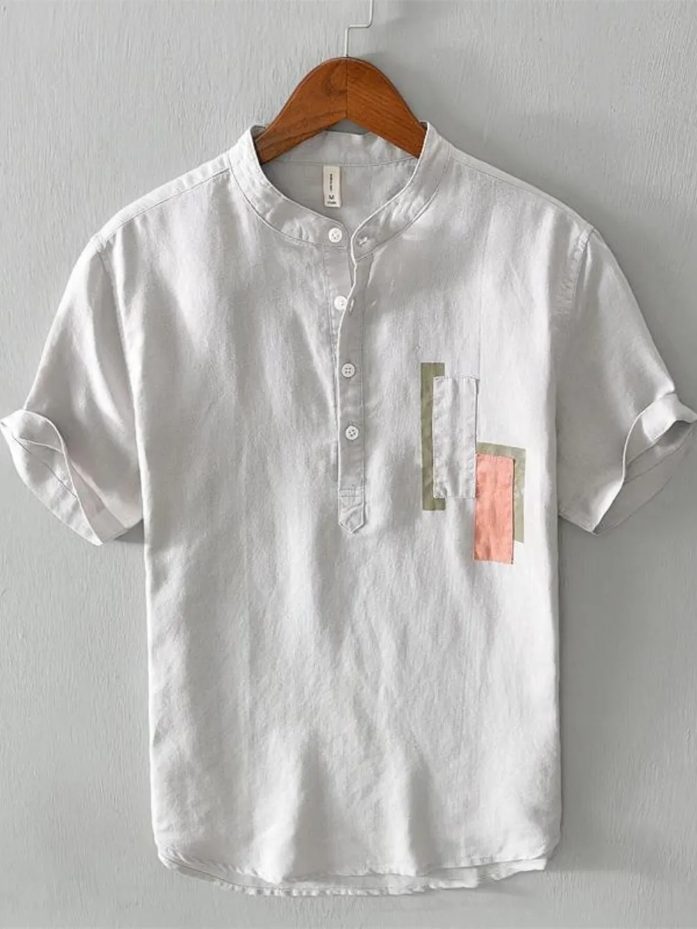 Men's Plus Size Half Button Henley T-Shirt with Contrast Detail, image 4