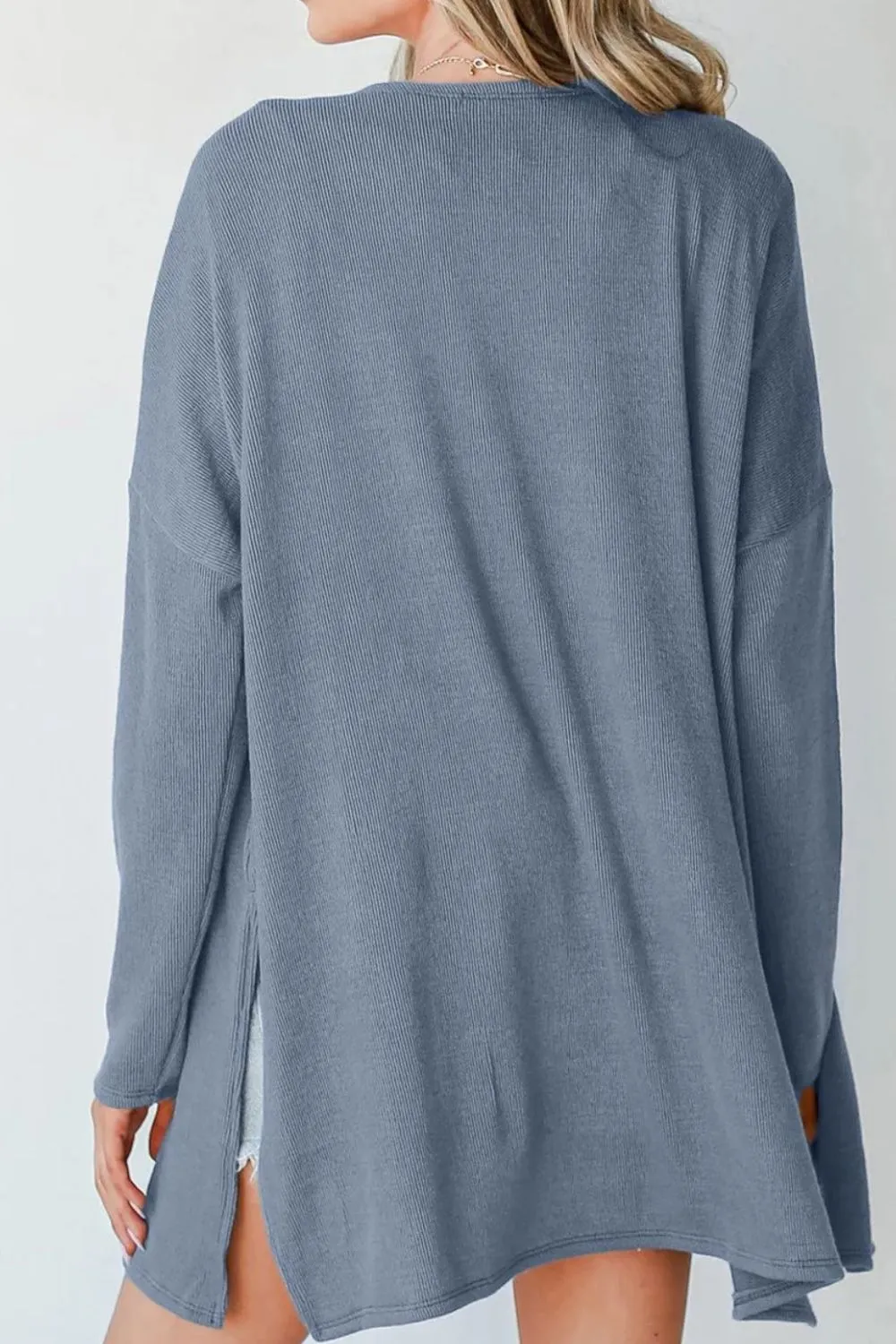 Slit Open Front Long Sleeve Cover Up, image 3