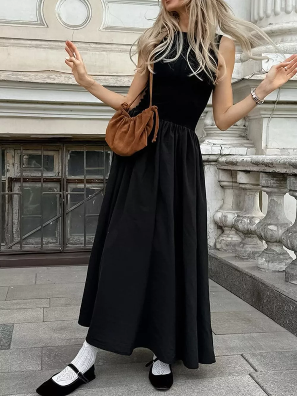 Round Neck Sleeveless Maxi Dress, image 4