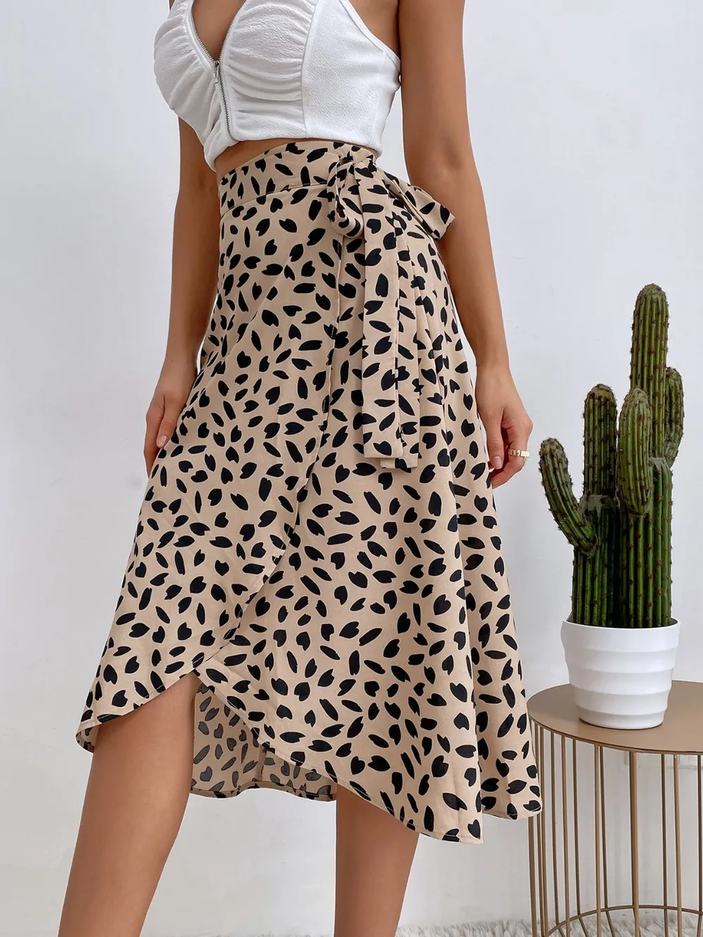 Tied Slit Printed Skirt, image 2