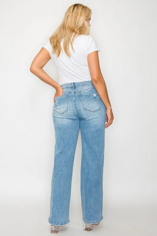 Full Size Distressed High Rise Straight Jeans, image 8
