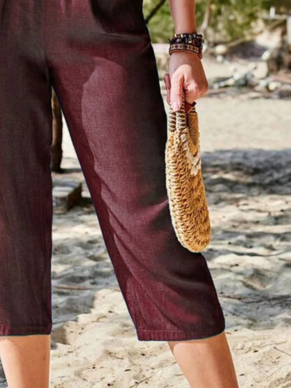 Pocketed Elastic Waist Capris, image 7