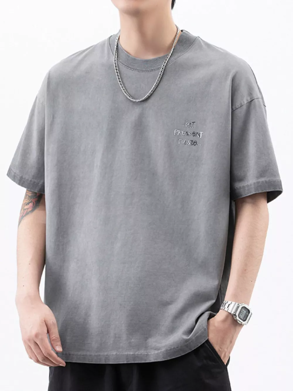 Men's Plus Size Oversized Round Neck Letter Graphic T-Shirt, image 10