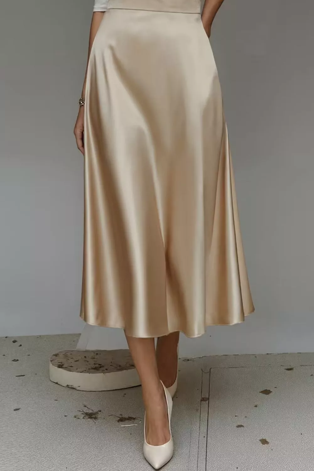 Satin A-Line Midi Skirt, image 12