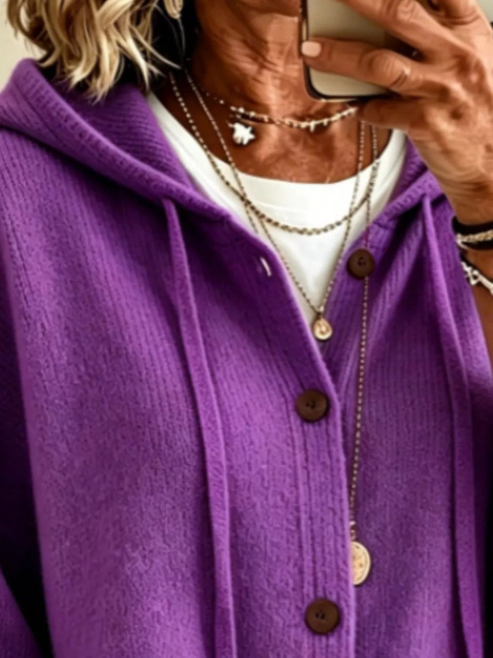 Full Size Casual Hooded Button-Down Knit Cardigan with Pockets Plus Size, image 23