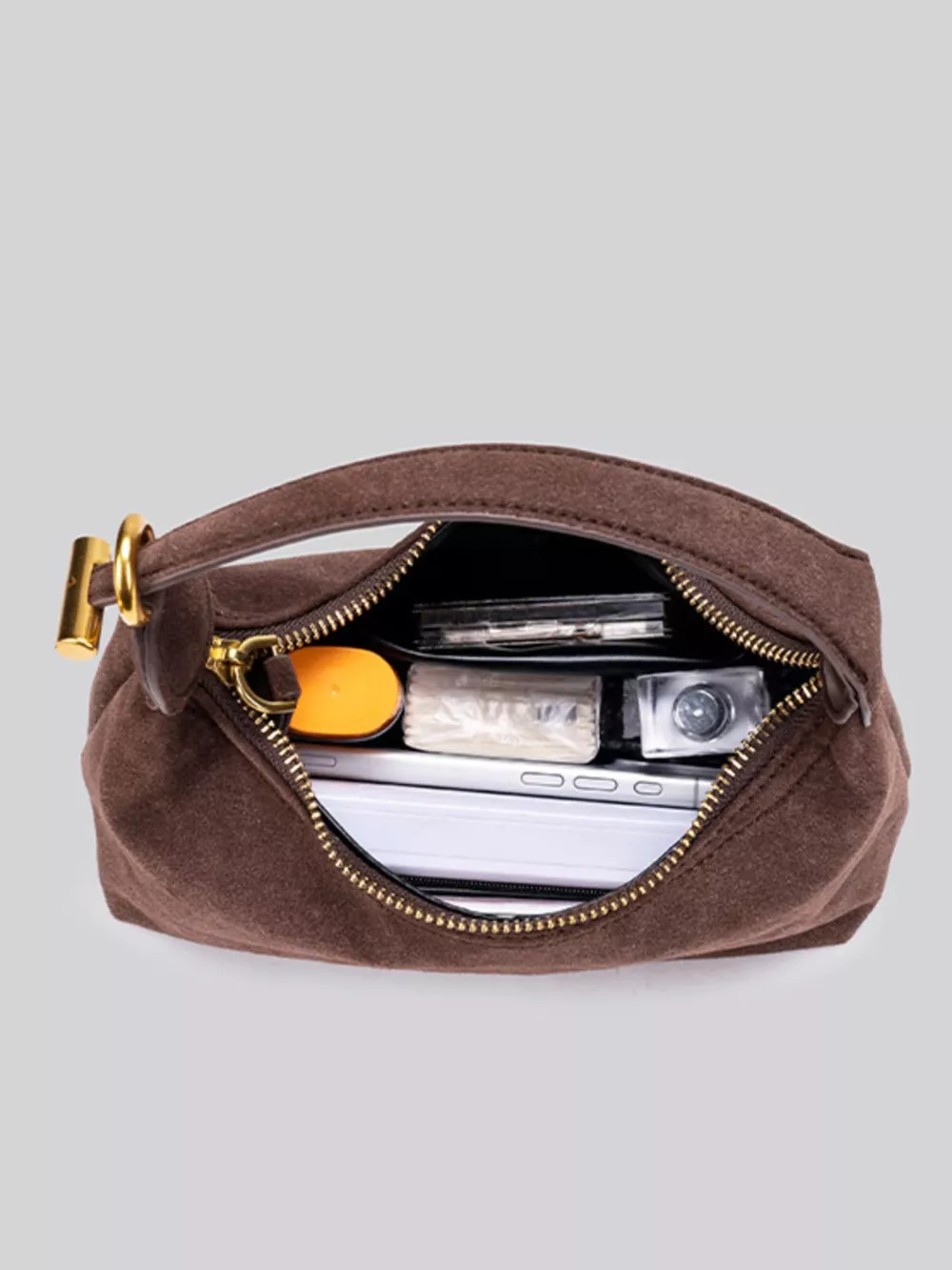 Minimalist Suede Crossbody Bag with Top Handle, image 15