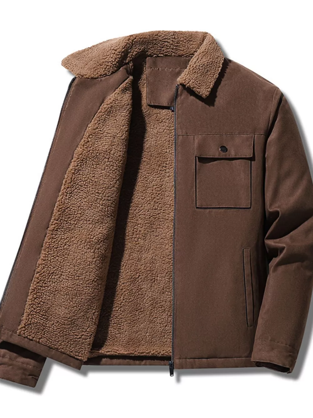 Men's Plus Size Sherpa-Lined Canvas Utility Jacket