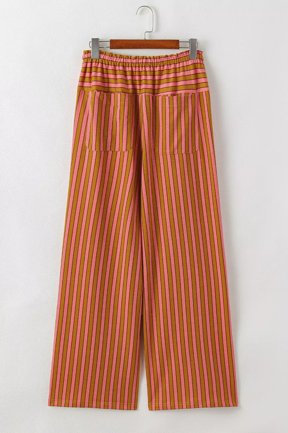 Stripe Button Pocket Tie Waist Casual Wide Leg Pants, image 5