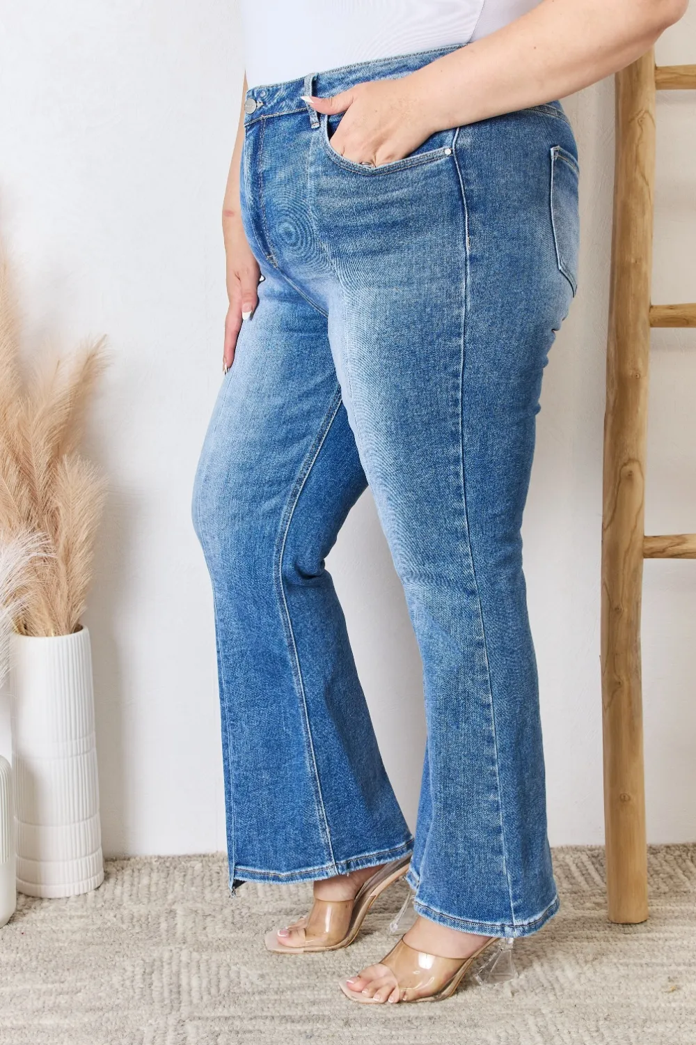 Full Size High Rise Ankle Flare Jeans, image 6