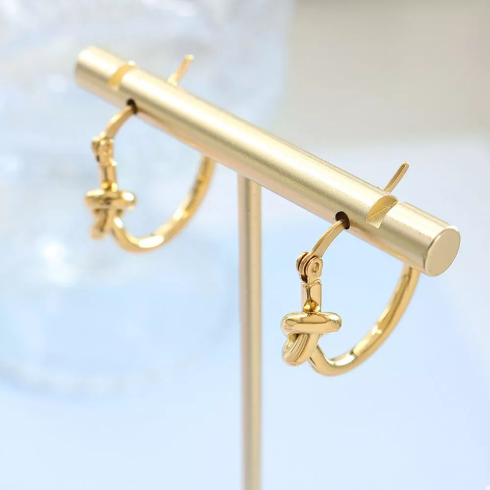 Golden Knot Hoop Earrings, image 4