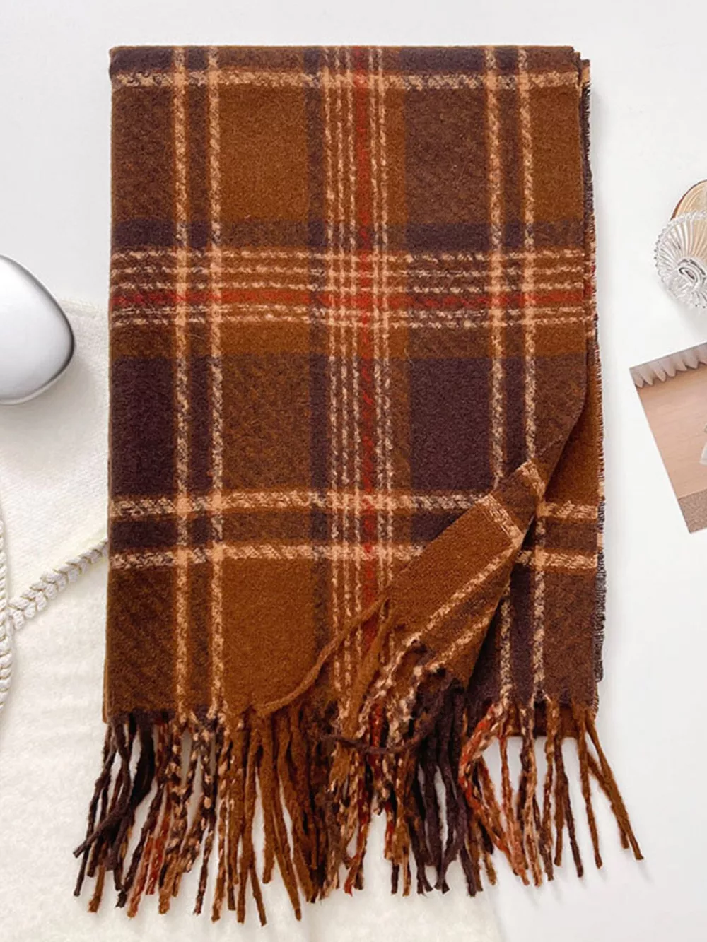 Warm Plaid Winter Scarf, image 6