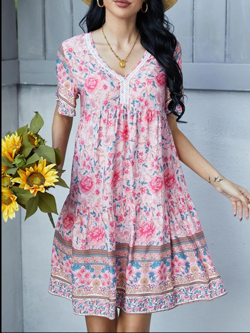Floral Print V-Neck Summer Dress, image 7