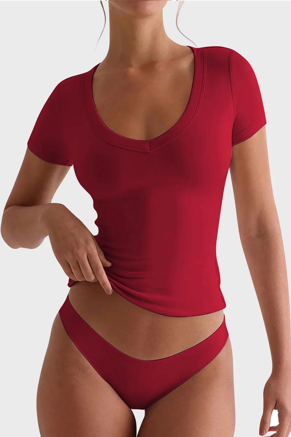 Scoop Neck Short Sleeve T-Shirt, image 13