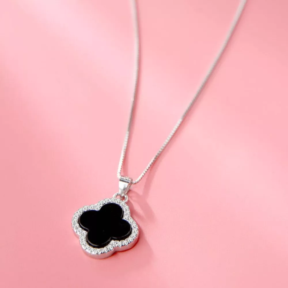 925 Sterling Silver Clover Pendant Necklace, image 3