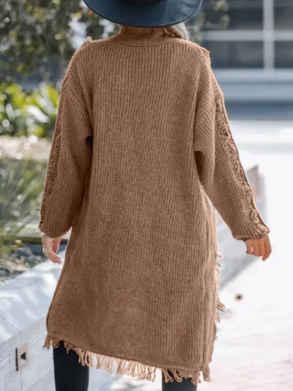 Fringe Open Front Long Sleeve Cardigan, image 9