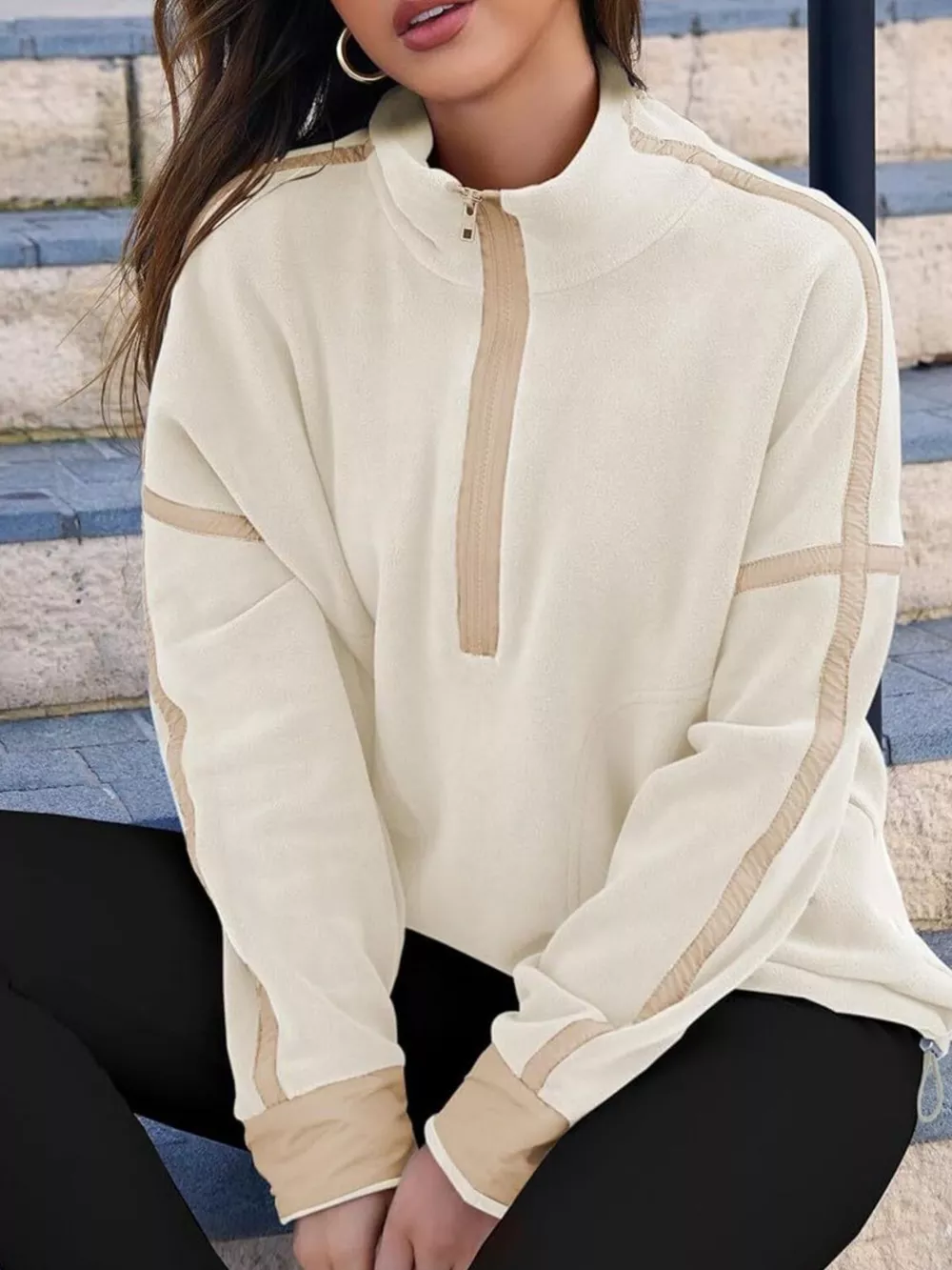 Half Zip Dropped Shoulder Sweatshirt, image 17