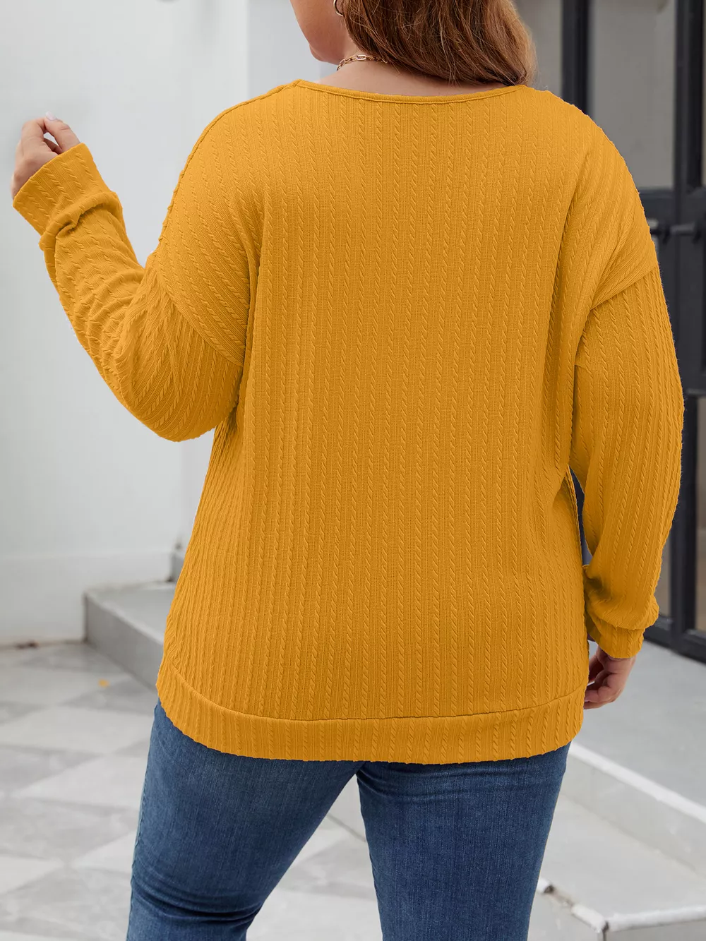 Plus Size V-Neck Dropped Shoulder Blouse, image 13