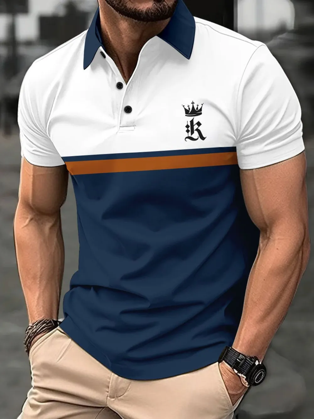 Men's Plus Size Collared Neck Short Sleeve Polo, image 2
