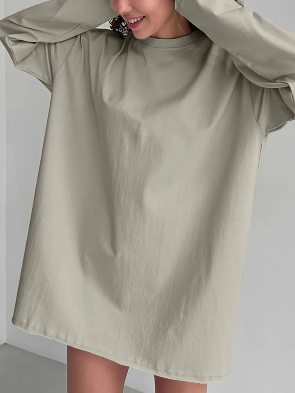 Round Neck Long Sleeve Oversized T-Shirt, image 29
